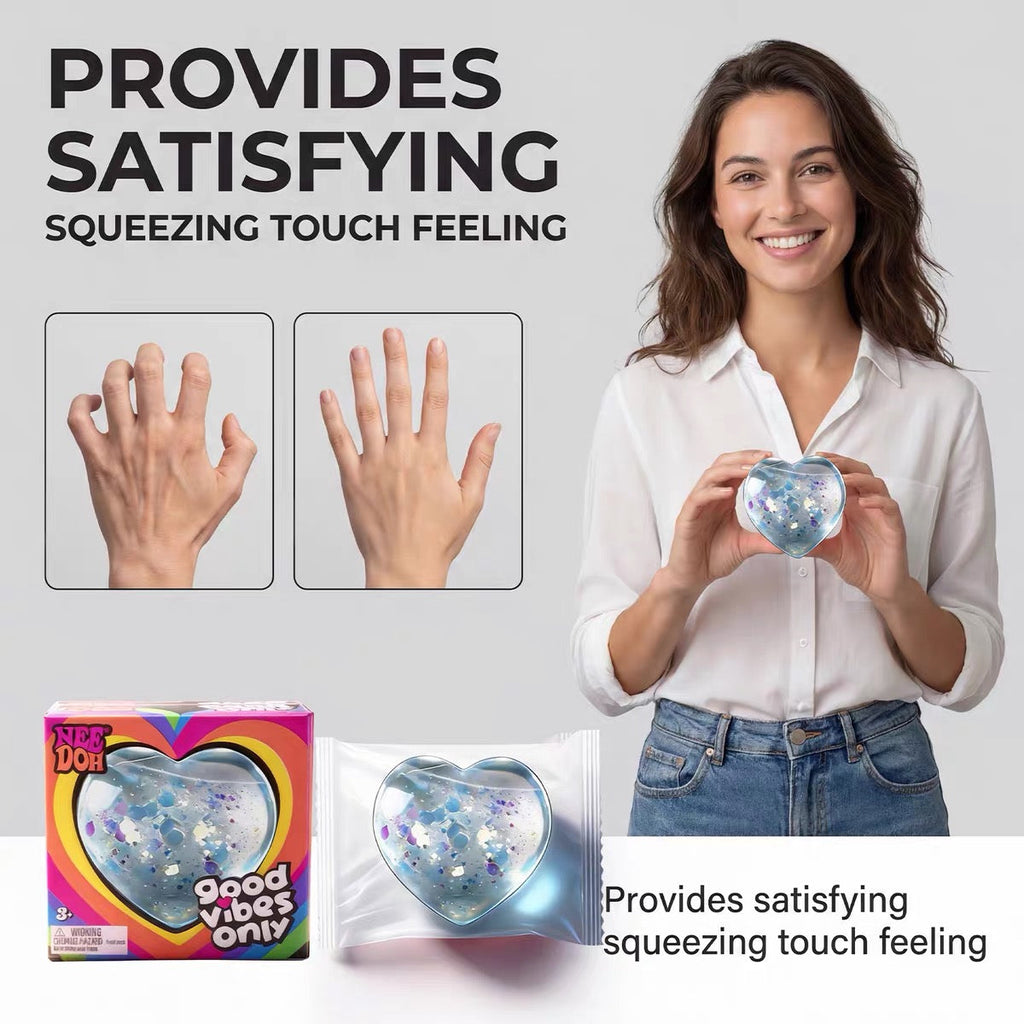 Needoh Heart-Shaped Squeeze Toy: Super Soft, Cute, Compact, and Portable Office Stress-Relief Toy