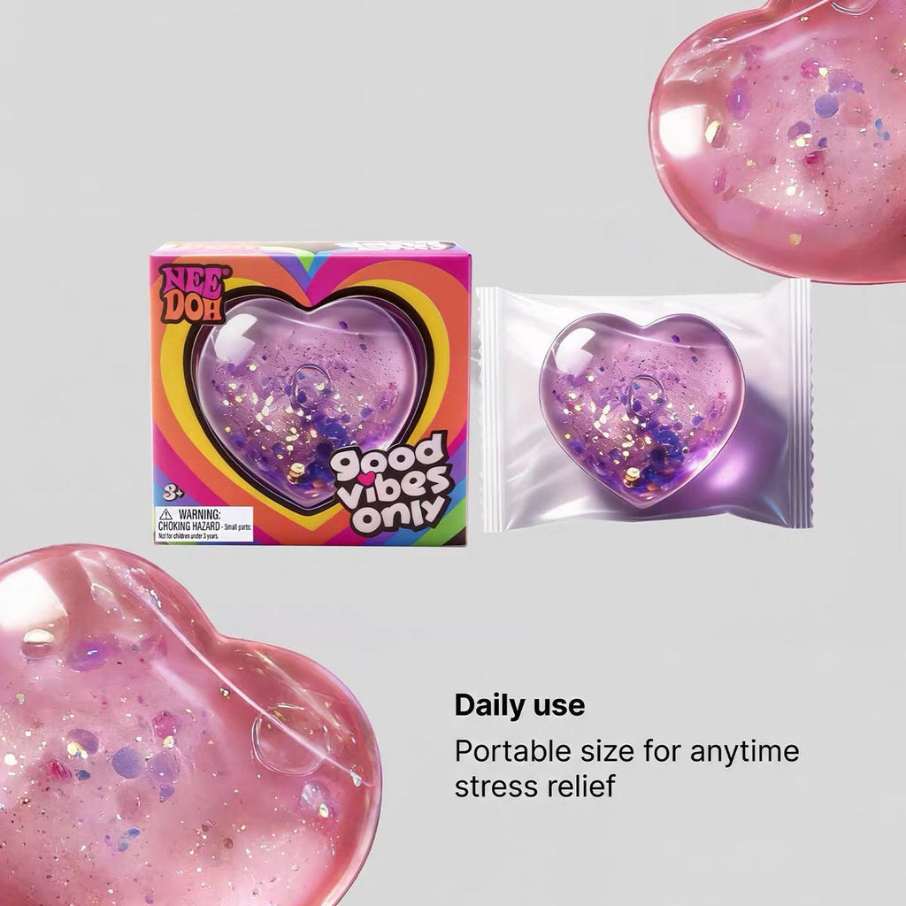 Needoh Heart-Shaped Squeeze Toy: Super Soft, Cute, Compact, and Portable Office Stress-Relief Toy