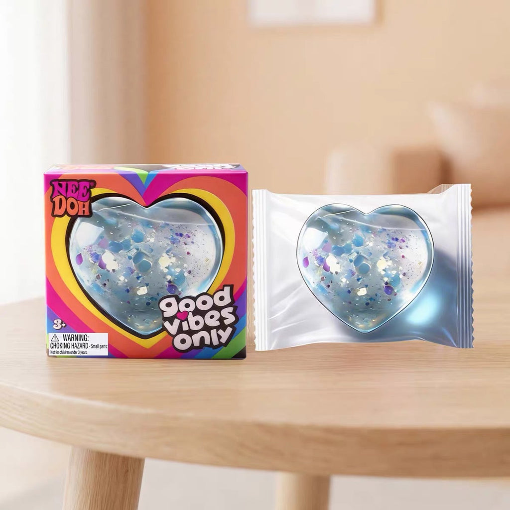 Needoh Heart-Shaped Squeeze Toy: Super Soft, Cute, Compact, and Portable Office Stress-Relief Toy