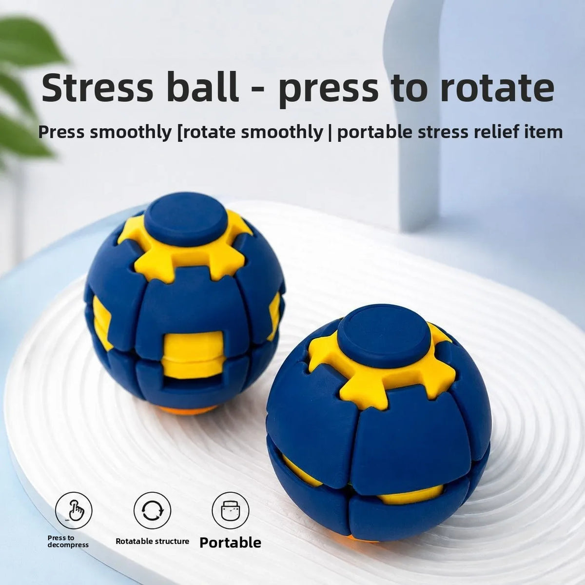 3D Printed Fidget Gear Ball Press Rotation Stress Relief Spiral Fidget Spinner Button Decompression Toy for Adults Kids