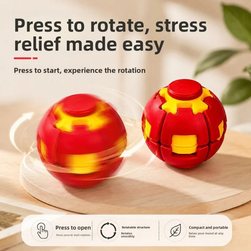 3D Printed Fidget Gear Ball Press Rotation Stress Relief Spiral Fidget Spinner Button Decompression Toy for Adults Kids