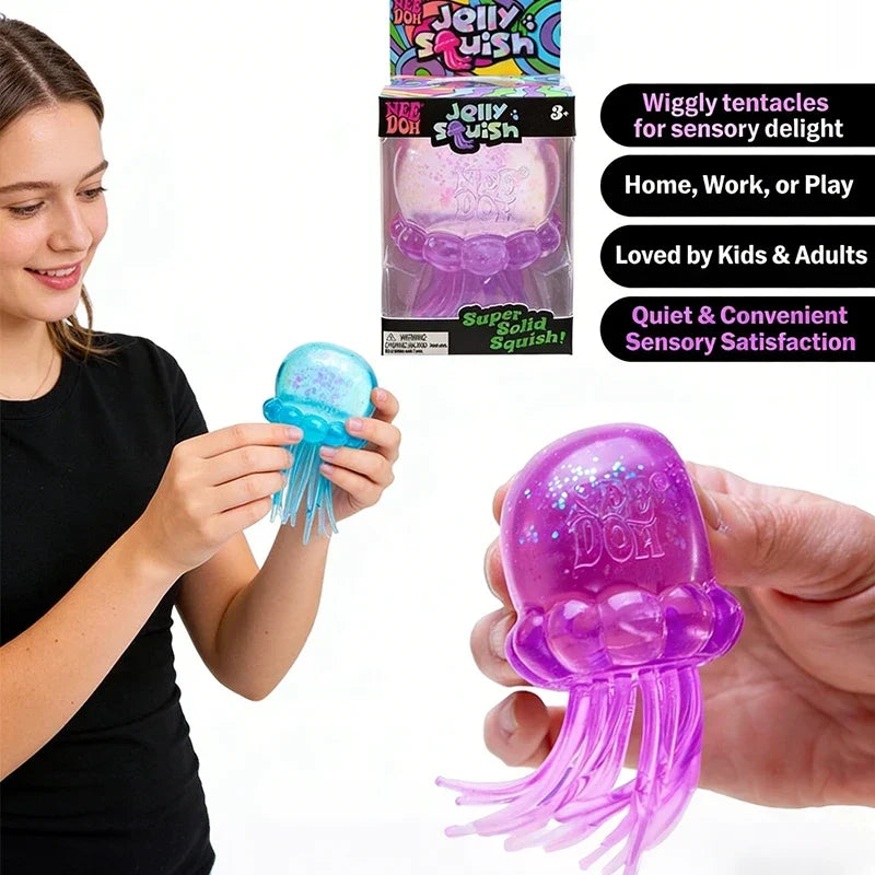 Needoh Jellyfish Squishy Fidget Toy, Stress Relief Squeeze Toy for Anxiety & Focus