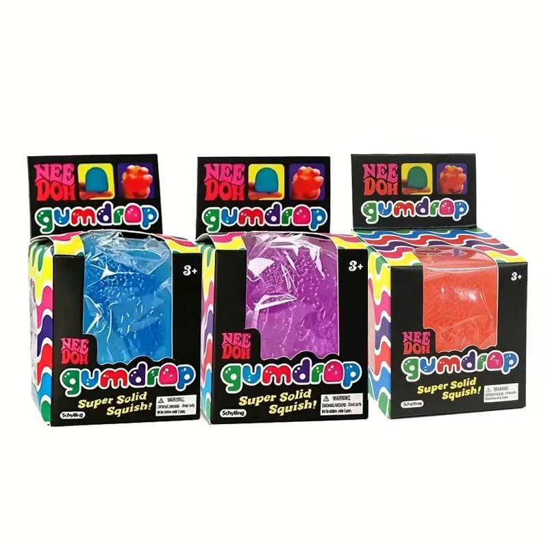 Needoh-Style Multicolor Gumdrop Squish Ball, Stress Relief Fidget Toy