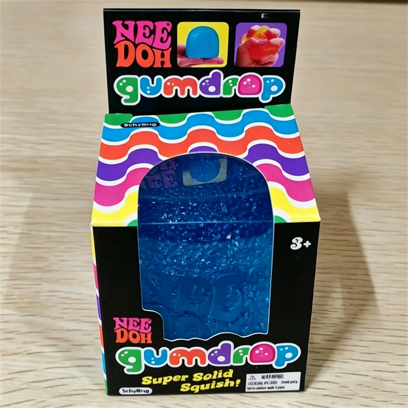 Needoh-Style Multicolor Gumdrop Squish Ball, Stress Relief Fidget Toy